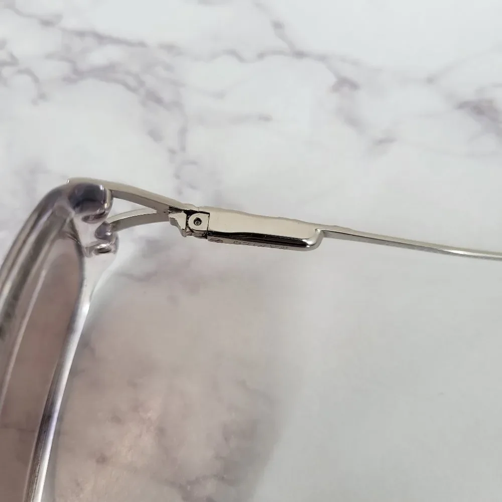 Elasta Italian Vintage Clear and Blue Streak Frames Eyeglasses Glasses